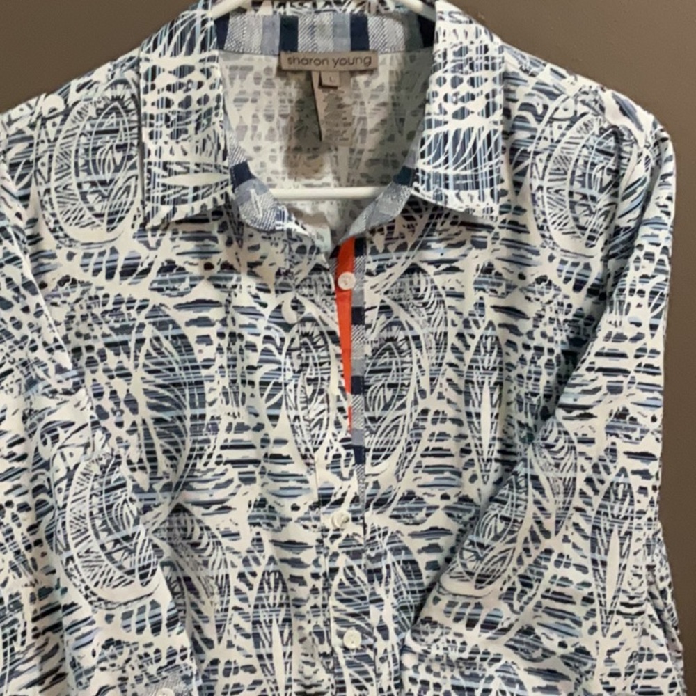 Woman’s tunic shirt boutique ladies eyelet around the trim elegant unique Easter